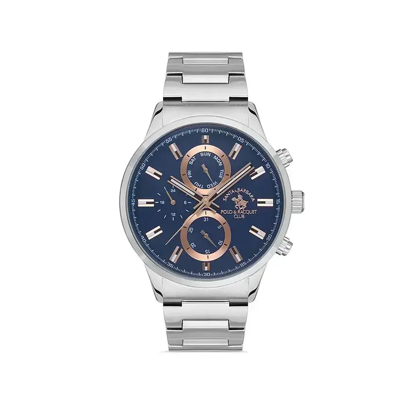 Men's multi-function bracelet watch with contrast bezel