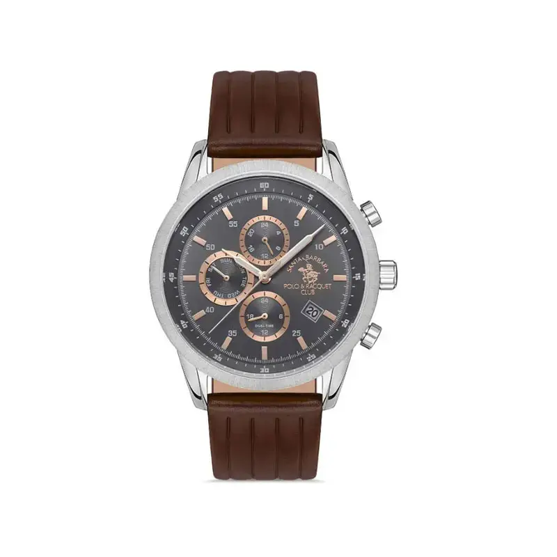 Men's chronograph watch with leather strap